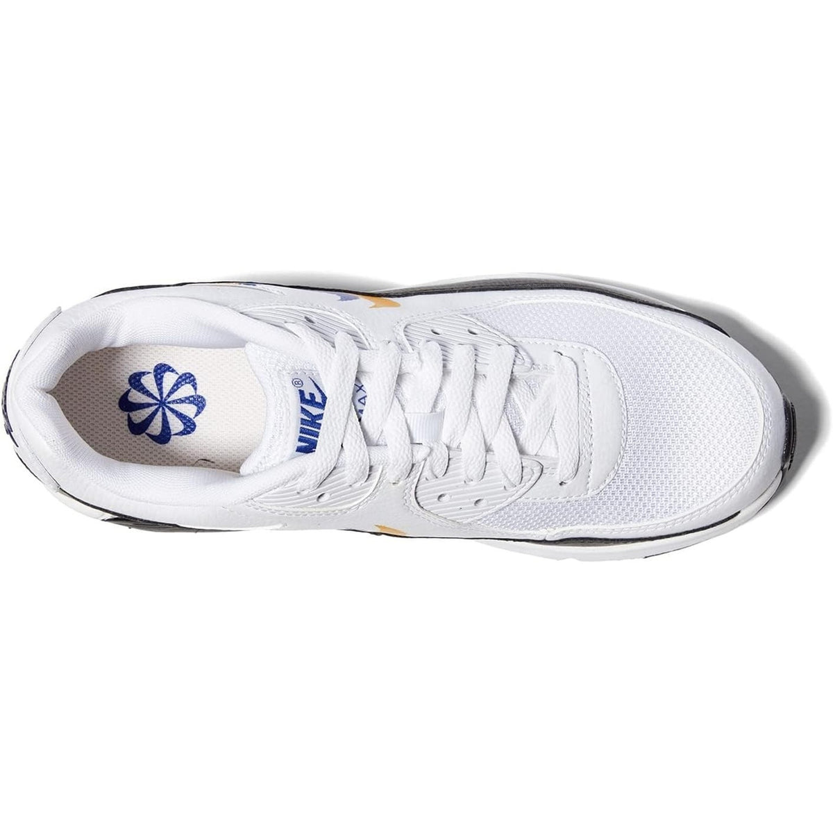 NEW Nike AIR MAX 90 Double Swoosh White Black Gold Royal Blue Size 6Y