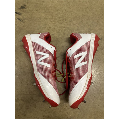 New Balance Men's Red and White Baseball or Softball Metal Cleats Size 14