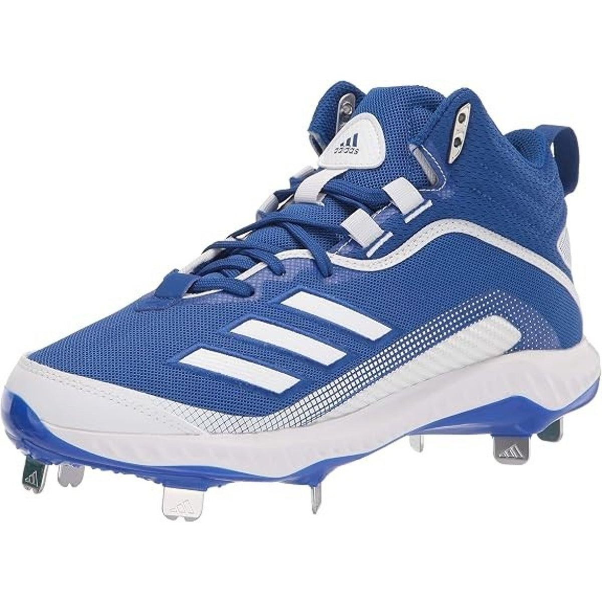 Adidas Mens Icon 6 Bounce Mid Metal Baseball Cleats Blue White FV9357 Size 13.5