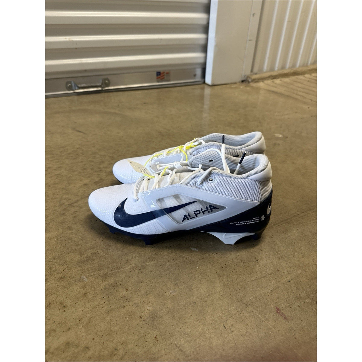 Men's Size 12.5 Nike Alpha Menace 4 Pro White Navy Football Cleats FD7037-104