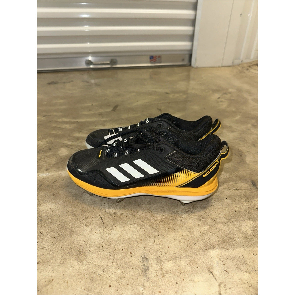 Adidas Icon 6 Bounce Mens Metal Baseball Cleats FV9346 Yellow Black Size 7