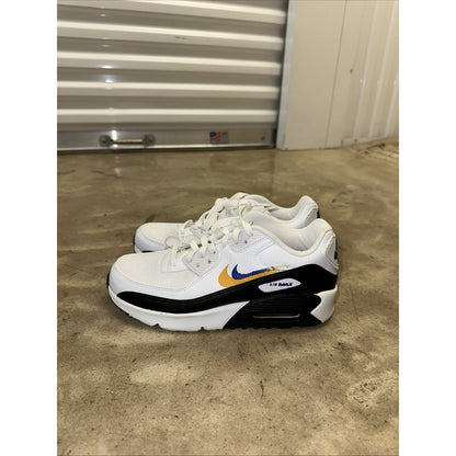 NEW Nike AIR MAX 90 Double Swoosh White Black Gold Royal Blue Size 6Y