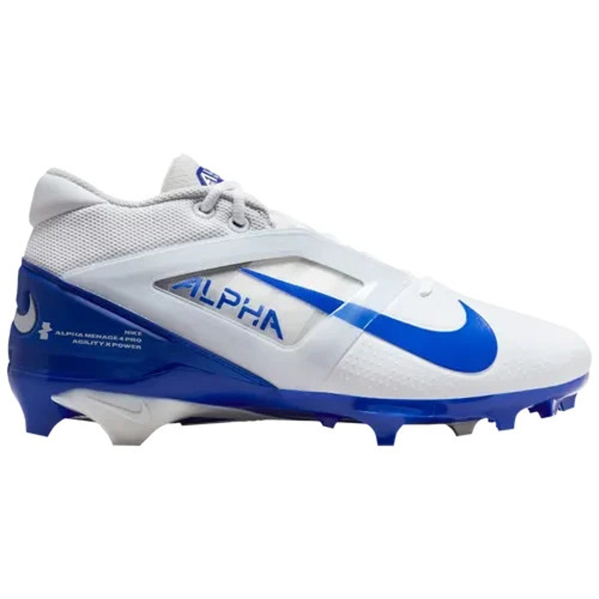 Nike Alpha Menace 4 Pro White Royal Blue Football Cleats FD7037-103 New Men's 14