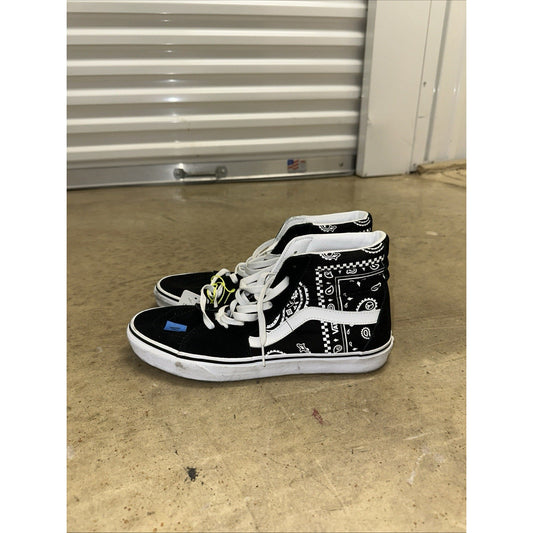 VANS Sk-8 Hi Peace Paisley Bandana Black Sneakers Unisex Mens Size 11 Used
