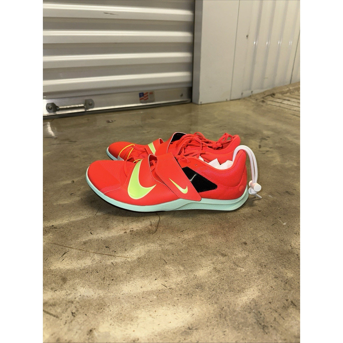 Nike Zoom Pole Vault Elite Track Field Spike Bright Crimson Lime Blast Mens 11.5