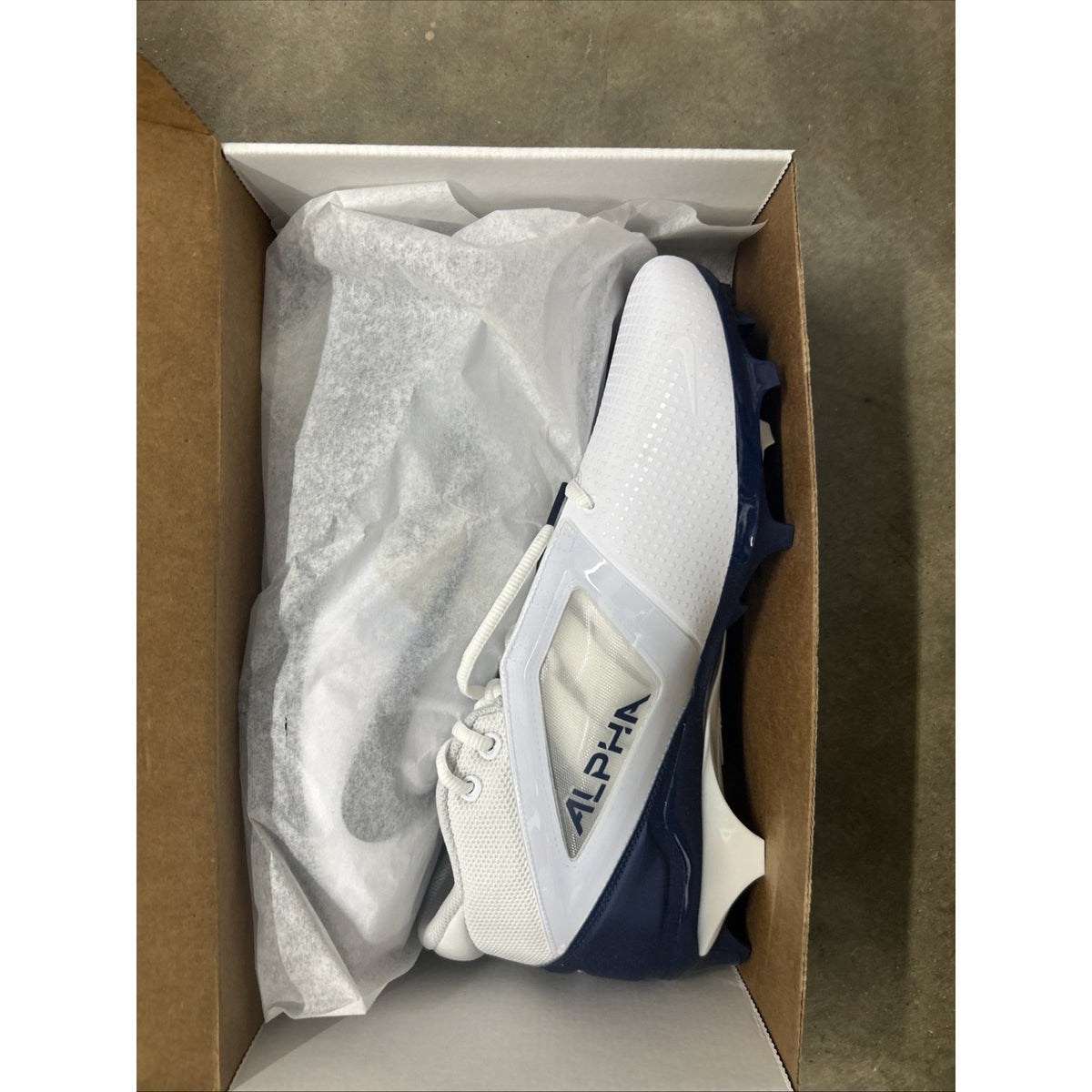 Nike Alpha Menace 4 Pro White Navy Blue Football Cleats - Men's Sz 11.5