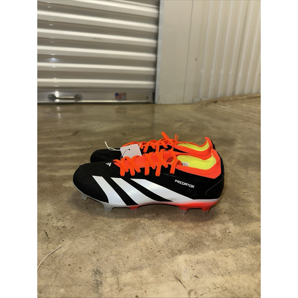 adidas Mens 5 PREDATOR 24 PRO FIRM GROUND SOCCER CLEATS Black/Solar Red IG7777