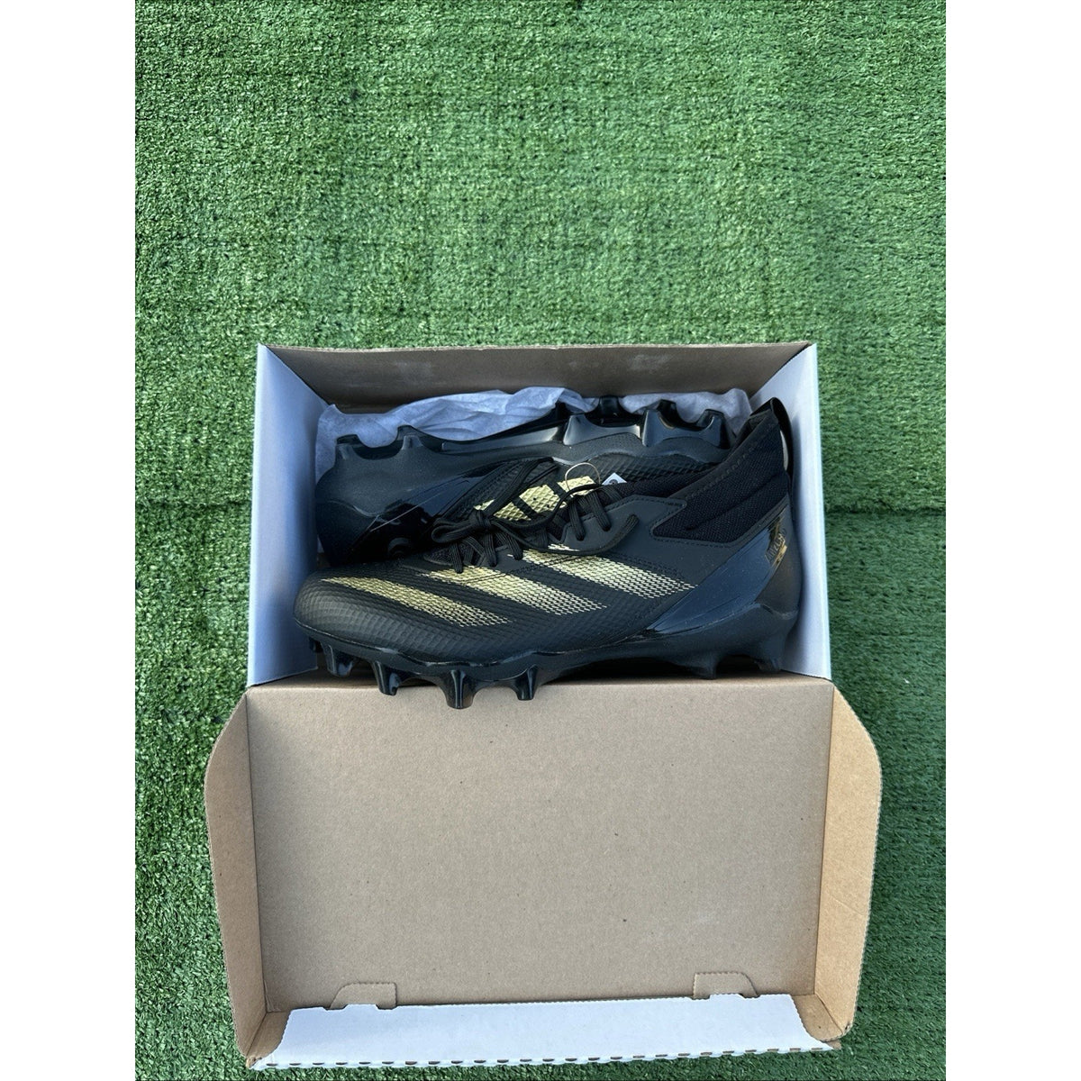 Adidas Adizero Impact Black Gold Football Cleats Mens Size 12