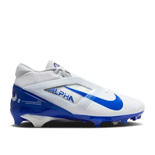 Nike Alpha Menace 4 Pro White Royal Blue Football Cleats FD7037-103 New Men's 14
