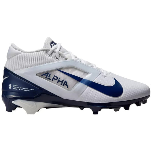 Men's Size 12.5 Nike Alpha Menace 4 Pro White Navy Football Cleats FD7037-104