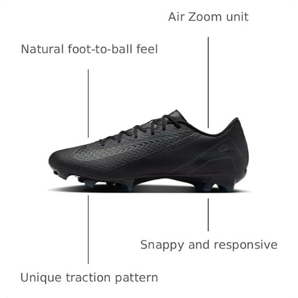 Nike Zoom Mercurial Vapor 16 Academy FG/MG Black Deep Jungle SIZE 7.5 NEW