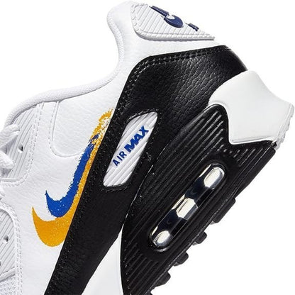 NEW Nike AIR MAX 90 Double Swoosh White Black Gold Royal Blue Size 6Y