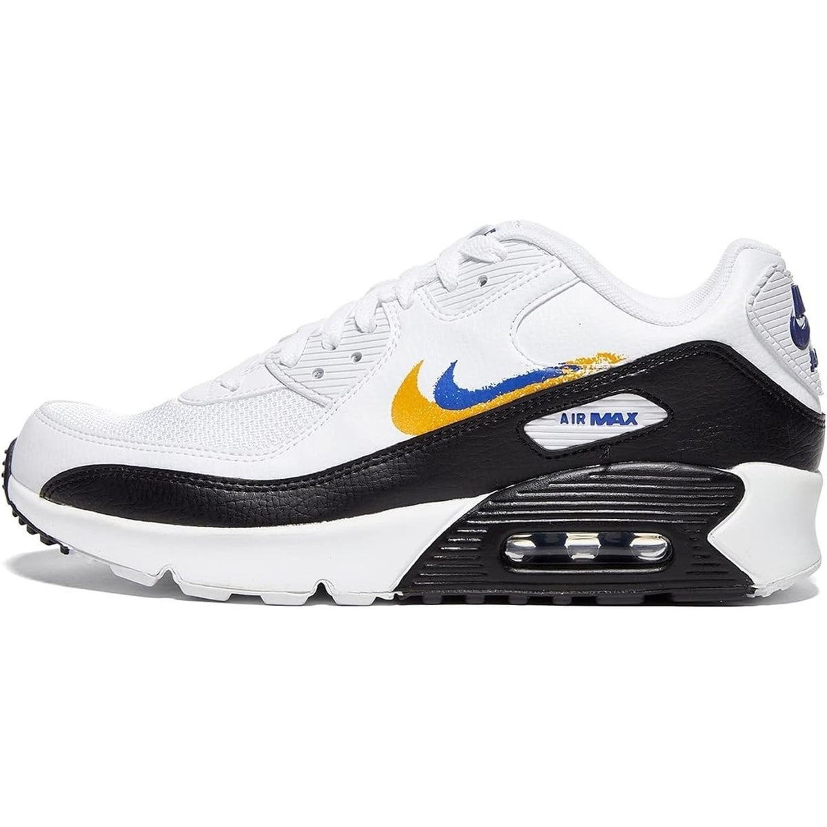 NEW Nike AIR MAX 90 Double Swoosh White Black Gold Royal Blue Size 6Y