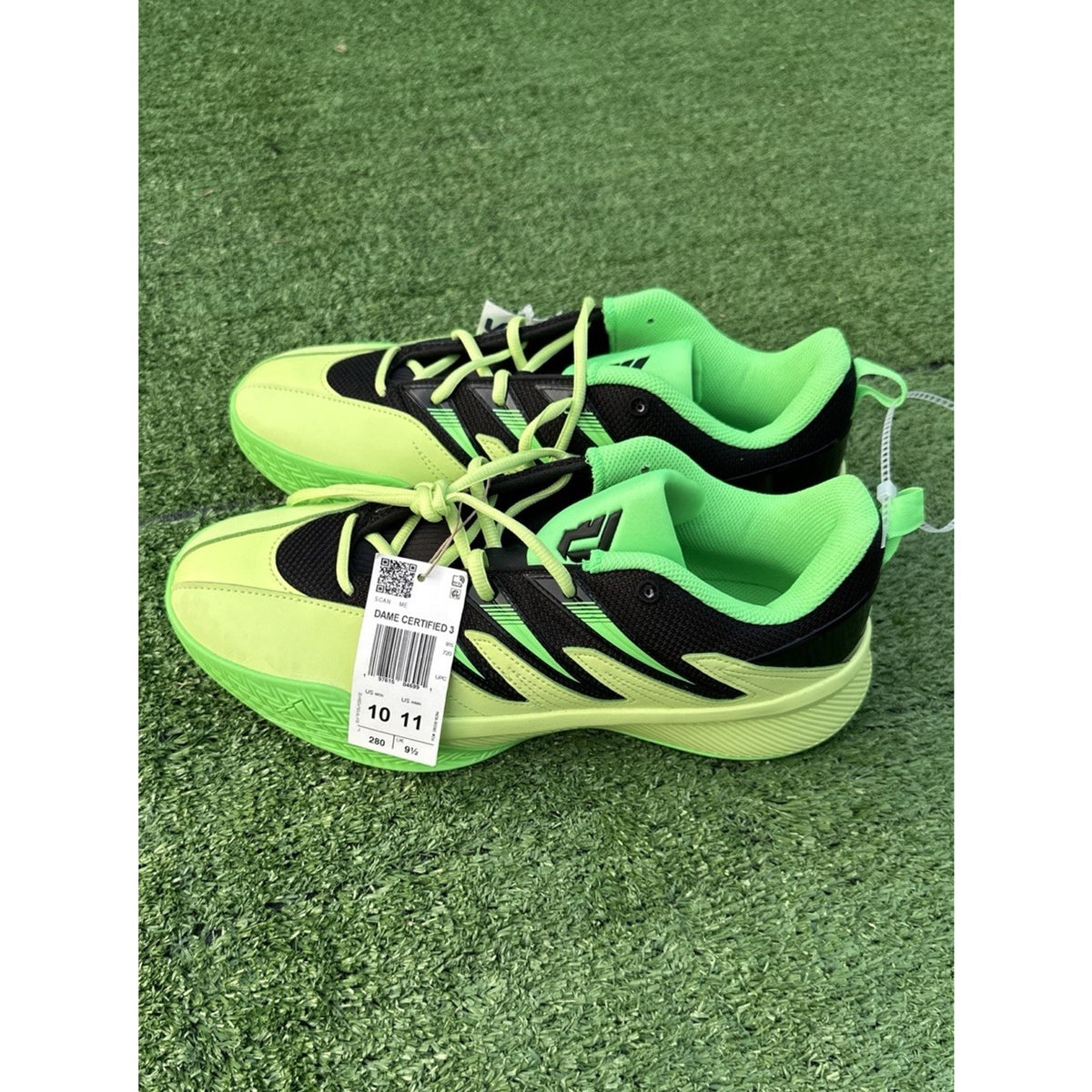 🌺 ADIDAS Dame Certified 3 Pulse Lime GREEN/BLACK Mens 10 Womens 11