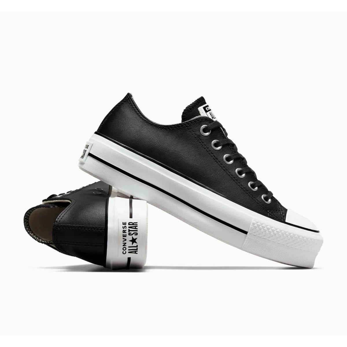 Size 6.5 - Converse Chuck Taylor All Star Lift Platform Low Black White Womens