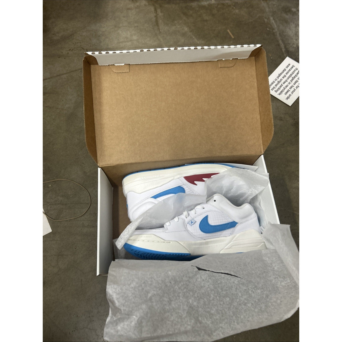 New Nike Women's Jordan Stadium 90 Shoes - White/ Dark Powder Blue Size 10.5