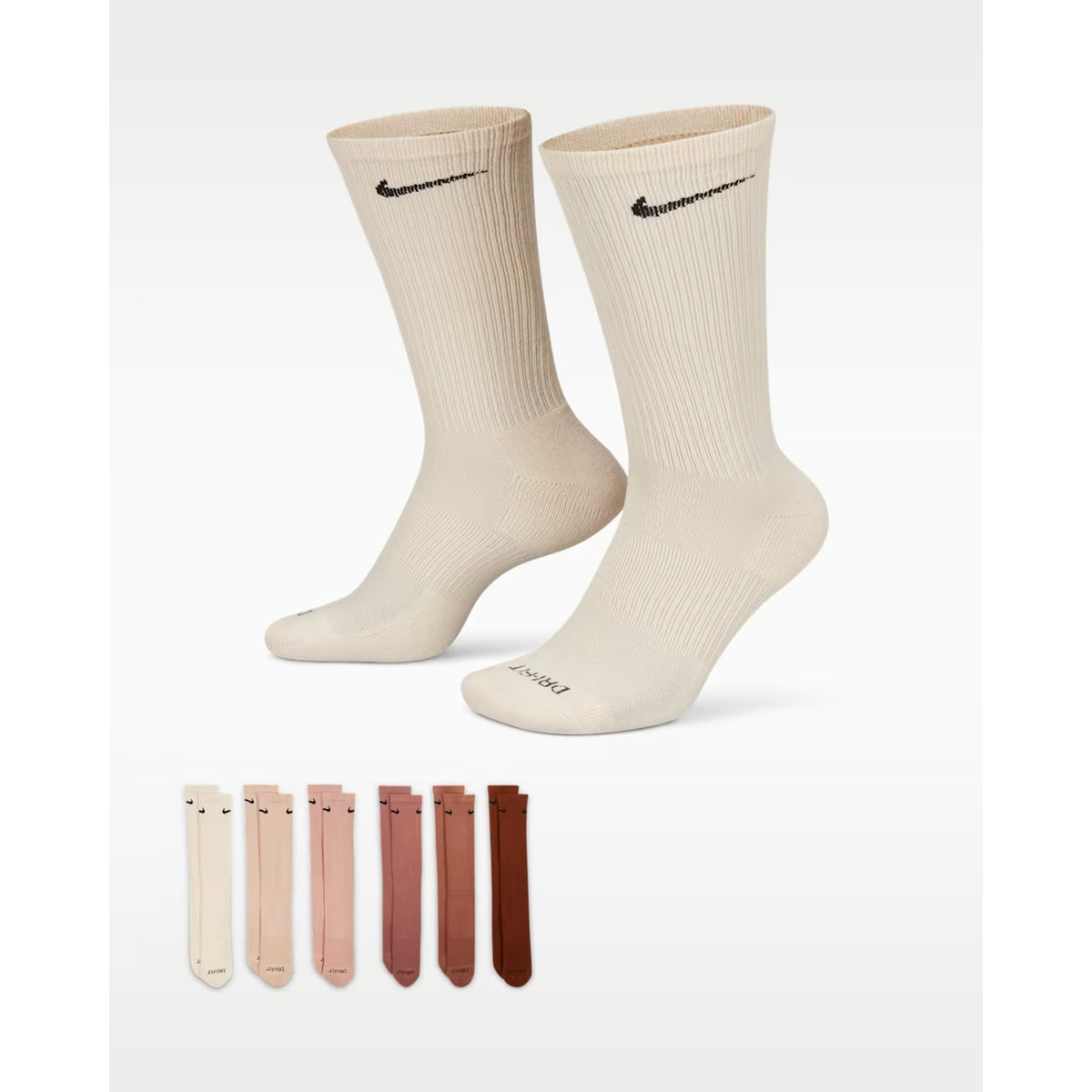Nike Everyday Plus Cushioned Training Crew Socks 6 Pairs Large 8-12 SX6897‌-‌904