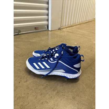 Adidas Mens Icon 6 Bounce Mid Metal Baseball Cleats Blue White FV9357 Size 13.5